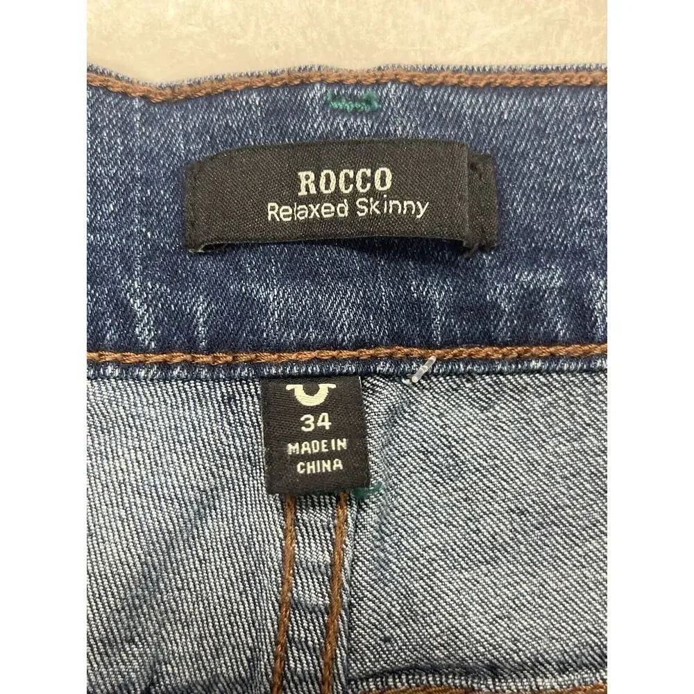 True Religion Rocco Men's Jeans Flap Pockets Relaxed Skinny Size 34X22 (34X31.5)